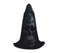 YKJJFVZ Cape médiévale et Renaissance avec capuche - Motif tête de mort noire - Costume de magicien, de vampire et d'Halloween