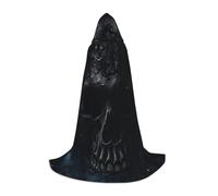 YKJJFVZ Cape médiévale et Renaissance avec capuche - Motif tête de mort noire - Costume de magicien, de vampire et d'Halloween