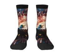 YKJJFVZ Chaussettes pour adulte avec imprimé feu d'artifice aigle, chaussettes de sport, chaussettes décontractées, chaussettes unisexes en coton respirant et confortable, 2 Noir-1, taille unique