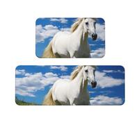 YKJJFVZ Ensemble de tapis de cuisine pour sol et cuisine Motif étalons blancs