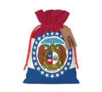 YKJJFVZ Missouri State Flag Print Medium Size Drawstring Gift Bags Jewelry Pouch For Candy Wedding Favors Christmas