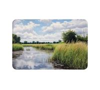 YKJJFVZ Reeds by The River Tapis de porte d'entrée imprimé pour intérieur et extérieur, tapis de bienvenue avec tissu en flanelle