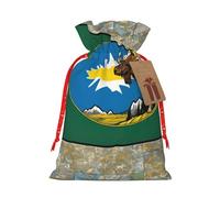 YKJJFVZ Sac cadeau de Noël polyvalent avec cordon de serrage imprimé drapeau du Montana abstrait Map03, matériau en toile de jute, sacs d'emballage de Noël, sacs à bonbons
