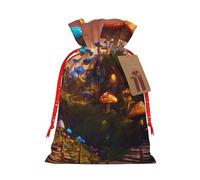 YKJJFVZ Sacs cadeaux de Noël polyvalents avec cordon de serrage, motif champignon magique, sacs d'emballage de Noël, sacs à bonbons