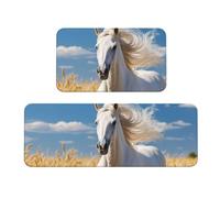 YKJJFVZ Tapis de cuisine pour sol et cuisine Motif étalon blanc