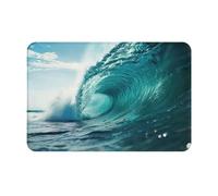 YKJJFVZ Tapis de porte d'entrée avec tissu en flanelle pour entrée intérieure et extérieure Motif vagues Vert océan