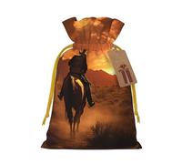 YKJJFVZ West Desert Cactus avec Cowboys Chevaux Imprimé Taille M Sac Cadeau Sacs à Bijoux Pochettes pour Bonbons Mariage Noël