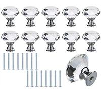 YKKJ 10 pièces Boutons de Tiroir en Cristal Avec Vis, Boutons d'armoire en verre de Cristal en Alliage de Zinc, pour la décoration de cuisine ou Maison（30 MM * 30 MM