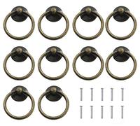 YKKJ 10 Pièces Portes et Fenêtres Poignées en Métal,Anneau de Traction Poignées Boutons,avec Vis,pour Armoire Placard Commode Tiroir.(Cuivre Antique)