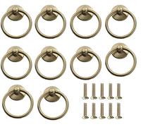 YKKJ 10 Pièces Portes et Fenêtres Poignées en Métal,Anneau de Traction Poignées Boutons,avec Vis,pour Armoire Placard Commode Tiroir.(Or)