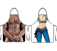 YKKJ 2 pcs Tablier de cuisine amusant，Sexy Tablier，pour Barbecue, fête Couple Barbecue.