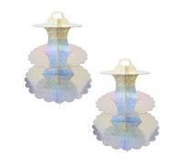 YKKJ 2 Pièces Présentoir à Gâteaux 3 Niveaux，Support Cupcakes，pour Les Bols à Biscuits, Desserts, Les Cupcakes, Mariages, Fêtes, Anniversaires（Argent）.