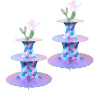 YKKJ 2 Pièces Présentoir à Gâteaux 3 Niveaux，Support Cupcakes，pour Les Bols à Biscuits, Desserts, Les Cupcakes, Mariages, Fêtes, Anniversaires（Sirène）.