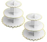 YKKJ 2 Pièces Présentoir à Gâteaux 3 Niveaux，Support Cupcakes，pour Les Bols à Biscuits, Desserts, Les Cupcakes, Mariages, Fêtes, Anniversaires（Blanc）.