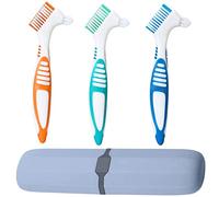 YKKJ 3 pièces Brosse à dentier Dure ,Brosse a Dent pour Appareil Dentaire,avec Étui de Rangement, pour lEntretien des Prothèses Dentaires .(3 Couleurs)