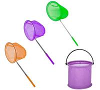 YKKJ 3 Pièces Enfants Filet de Peche，avec Seau Pliant Fishing，pour Attraper des Insectes, Jeux De PêChe,Etc Filets. Violet