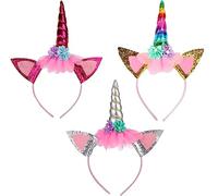 YKKJ 3 Pièces Serre-Tête Licorne pour Fille Enfant，Bandeau d'anniversaire pour Enfants，pour Pâques, Anniversaires, fêtes, etc.