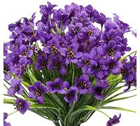 YKKJ 6 Bouquets Fleur Artificiel，Fleurs Artificielles Extérieures，pour Vase Intérieur Extérieur Plantes Suspendues Pot Jardin Porche Décor Mariage Ferme Décoration（Violet）.