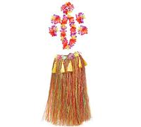 YKKJ 7 pièces Hawaïen Luau Hula，Herbe Jupe Ensemble Fleurs，pour Décoration Tropicale Fête Eté Plage.（Couleur）