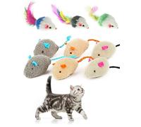 YKKJ 9 Pièces Souris en Peluche，Souris Jouets ，Chaton Animaux Domestiques Toys ，pour Chat Souris Lovely Petit Chaton Jeu interactif Couleurs Assorties.