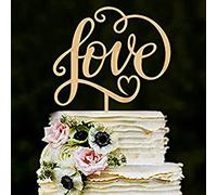 YKKJ Cake Topper, Love Gâteau Topper Personalized Figurine de Gâteau en Bois pour Le Décorations de Gâteau de Mariage et Anniversaire de Fiançailles Fête Partie