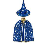 YKKJ Cape De Sorcier,Costume d'halloween Enfants,pour Fille Garçon Cosplay Fête(Bleu).