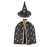 YKKJ Cape De Sorcier,Costume d'halloween Enfants,pour Fille Garçon Cosplay Fête(Noire).