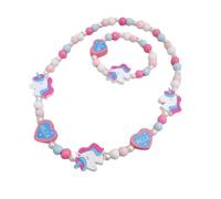 YKKJ en Bois Coloré Enfants Ensemble de Bijoux,Princesse Collier Bracelets Set Licorne Perles Collier et Bracelet Cadeau pour Les Filles Fête d'anniversaire Habillage Accessoire