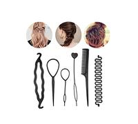 YKKJ Ensemble de 6 Accessoire de Coiffure DIY Tresse Kit de Coiffure, Outils de Coiffure de Fleurs, Accessoires de Coiffure pour Femmes et Filles Convient pour Les Débutants Noir