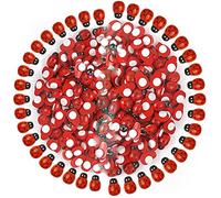 YKKJ Mini Coccinelles,100 Pack Petits Scarabées en Bois 8 * 11mm et 100 Pack Auto-adhésives Scarabée 12 * 15mm pour Mariage Maison Fournitures Décoratives et Artisanat Rouge Autocollantes