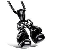 YKKJ Pendentif Collier Gant de Boxe,Pendentif Gant de Boxe 1PCS Collier en Acier Inoxydable Pendentif Gant de Boxe Gothique Punk avec Chaîne (Noir)