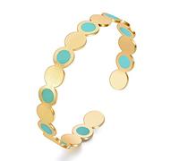 YKKZART Bracelet manchette délicat plaqué or 14 carats avec petit oxyde de zirconium - Maille figaro réglable - Pour femme - Cadeau minimaliste, 6.7 inches, Métal