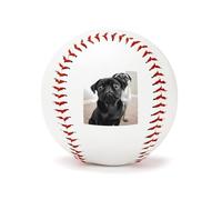 YKLBV Ballon de baseball en cuir avec imprimé chien carlin noir pour enfants et adolescents de tous âges, remise de diplôme, anniversaire, 7,1 x 7,1 cm