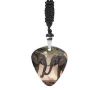 YKLBV Collier médiator de guitare avec deux éléphants jouant - Collier avec pendentif exquis (3,2 x 2,8 cm), pour homme et femme - Une superbe création artistique ", 3 x 2,8 cm, acier titane, non
