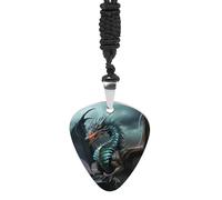 YKLBV Collier médiator de guitare avec pendentif exquis imprimé dragon (3,0 x 2,8 cm), pour homme et femme - Une superbe création artistique ", 3 x 2,8 cm, acier titane, sans pierre précieuse