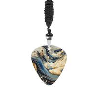 YKLBV Collier médiator de guitare bleu vague imprimée exquis collier pendentif médiator (3,2 x 2,8 cm), pour homme et femme - une superbe création artistique ", 3 x 2,8 cm, acier titane, non