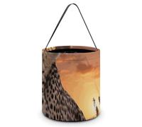 YKLBV [Dimensions : 20 x 21 x 18 cm (l x L) - Sac fourre-tout d'Halloween aspect guépard avec imprimé coucher de soleil - Réutilisable pour les fêtes et les cadeaux