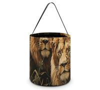 YKLBV [Dimensions : 20 x 21 x 18 cms] Sac fourre-tout d'Halloween imprimé deux lions - Réutilisable pour les fêtes et les cadeaux