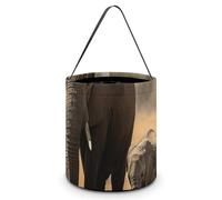 YKLBV [Dimensions : 20 x 21 x 18 cms] Sac fourre-tout d'Halloween imprimé éléphants - Réutilisables pour les fêtes et les cadeaux