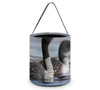 YKLBV [Dimensions : 20 x 21 x 18 cms] Sac fourre-tout d'Halloween imprimé Loon Birds - Réutilisables pour les fêtes et les cadeaux