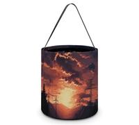 YKLBV [Dimensions : 20 x 21 x 18 cms] Sac fourre-tout d'Halloween imprimé paysage crépusculaire - Réutilisables pour les fêtes et les cadeaux