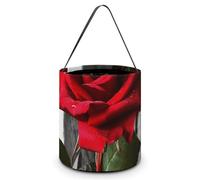 YKLBV [Dimensions : 20 x 21 x 18 cms] Sac fourre-tout d'Halloween imprimé rose rouge - Réutilisable pour les fêtes et les cadeaux