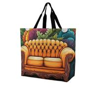 YKLBV Grand sac cabas cabas avec poignées Dragon fond chinois pliable lavable très résistant imperméable, Canapé, 40x40x16cm