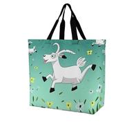 YKLBV Grand sac cabas cabas avec poignées Dragon fond chinois pliable lavable très résistant imperméable, Chèvre Frolic, 40x40x16cm