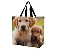 YKLBV Grand sac fourre-tout avec poignées « A Puff In Time Weed » - Pliable - Lavable - Imperméable, Adorable chiot Golden Retriever, 40x40x16cm