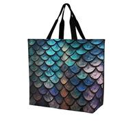 YKLBV Grand sac fourre-tout avec poignées, aspect guépard et coucher de soleil, pliable, lavable, très résistant et imperméable, Motif écailles de dragon magique 3D, 40x40x16cm