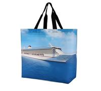 YKLBV Grand sac fourre-tout avec poignées, bateau de croisière, pliable, lavable, très résistant et imperméable, Bateau de croisière, 40x40x16cm