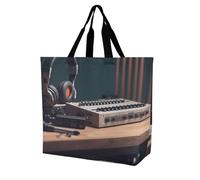 YKLBV Grand sac fourre-tout avec poignées, enregistreur avec écouteurs, pliable, lavable, très résistant et imperméable, Enregistreur avec casque, 40x40x16cm
