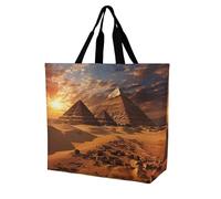YKLBV Grand sac fourre-tout avec poignées Flûte Musique Pliable Lavable Résistant Imperméable, Pyramides égyptiennes, 40x40x16cm