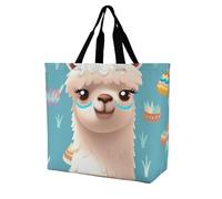 YKLBV Grand sac fourre-tout avec poignées, girafe portant des lunettes de soleil, pliable, lavable, très résistant et imperméable, Motif alpaga, 40x40x16cm